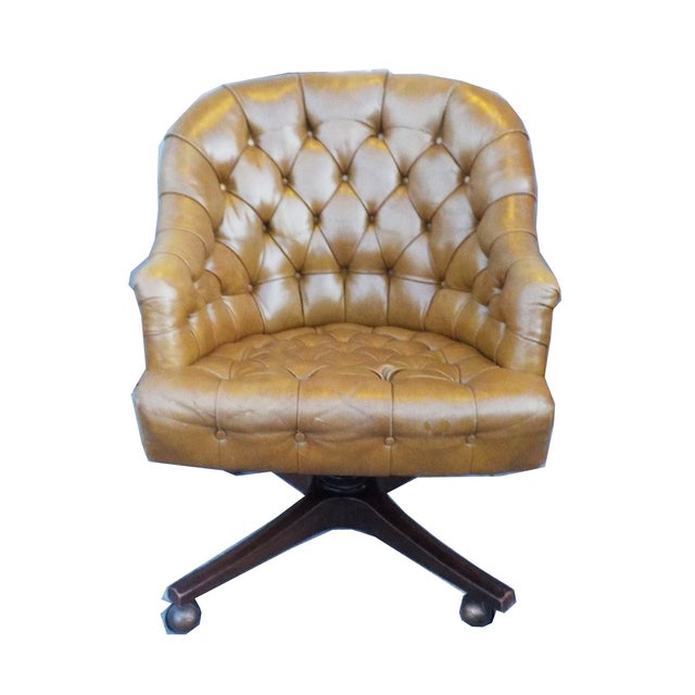 Chesterfield Khaki Leather Barrel Office Chair Chairish