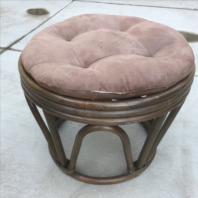 Vintage Wood Rattan Footstool Chairish