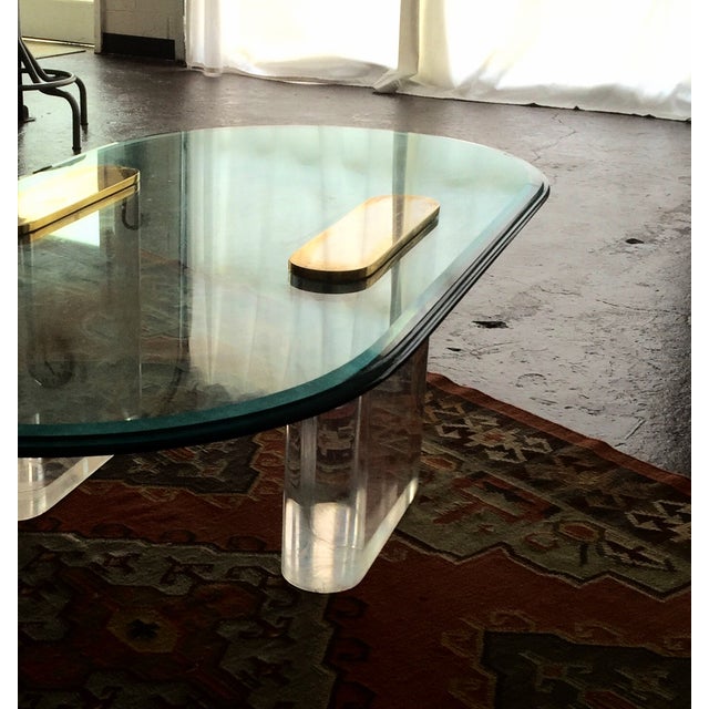 Karl Springer Concept Lucite & Brass Coffee Table Chairish