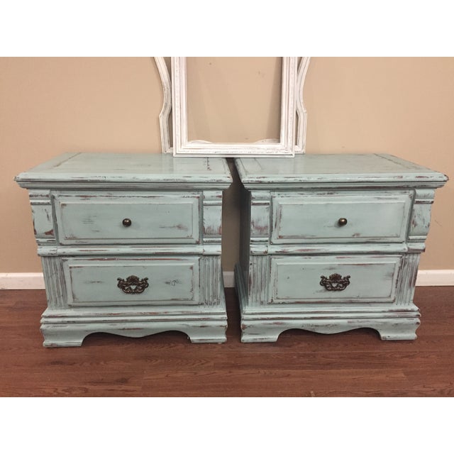 Distressed Bedside Tables A Pair Chairish