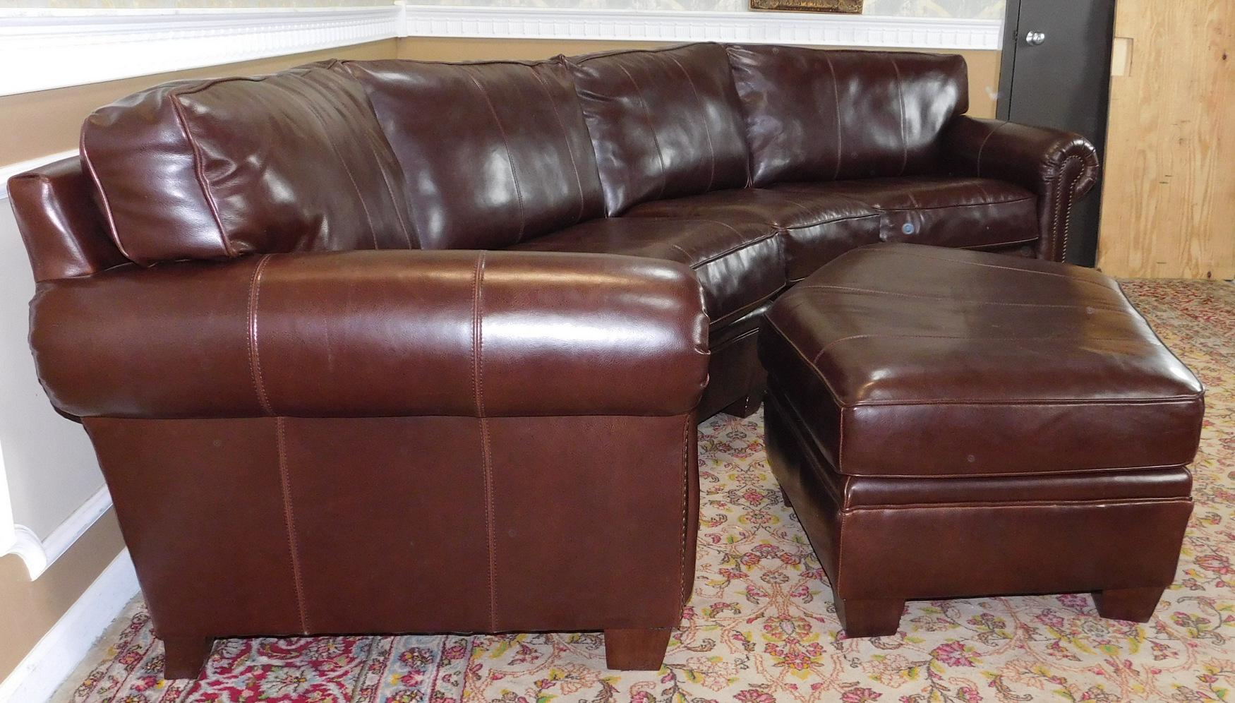 3Piece Bernhardt Brown Leather Sectional Sofa u0026 Ottoman  Chairish