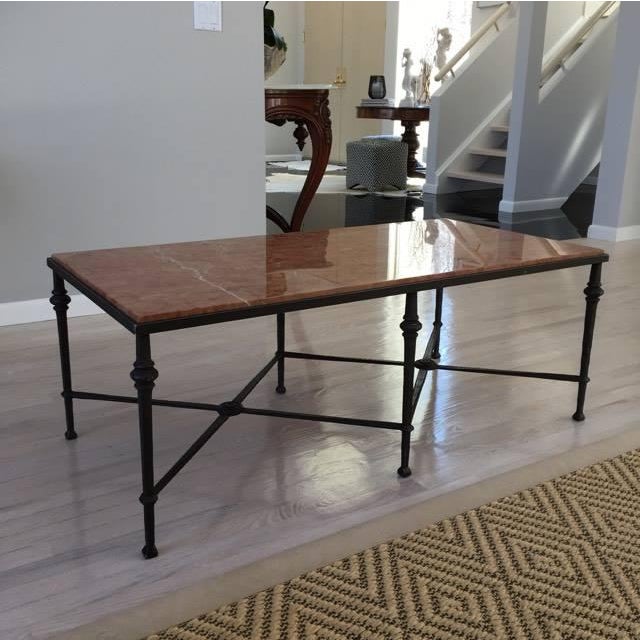 Wrought Iron Marble Top Coffee Table | Chairish