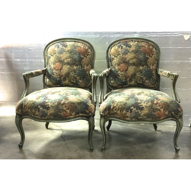 Reproduction Louis XV Fauteuil Arm Chairs Pair Chairish