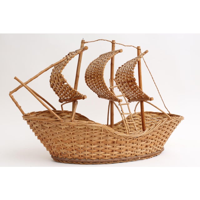 Extra Large Vintage Wicker Sailing Ship Chairish