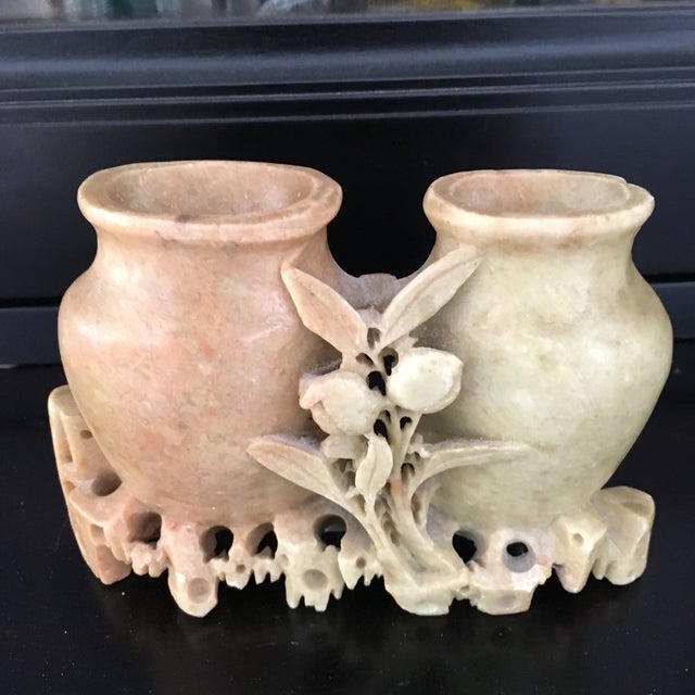 Antique Carved Soapstone Double Vase Chairish
