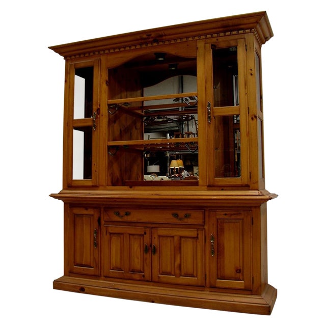 Pennsylvania House Pine China Cabinet Hutch | Chairish
