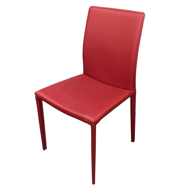 Red Leather Dining Chairs Set of 4 Chairish