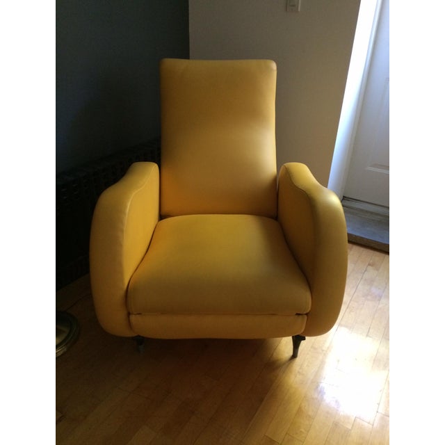 MidCentury Yellow Leather Recliner Chairish