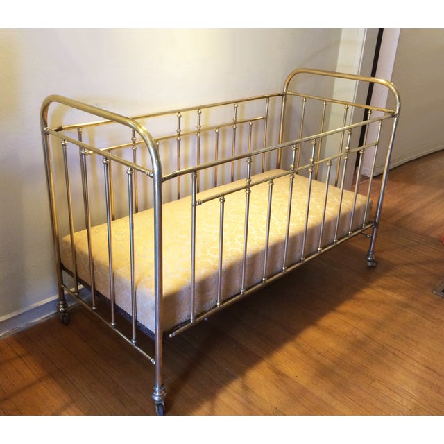 Vintage French Solid Brass Baby Crib Chairish