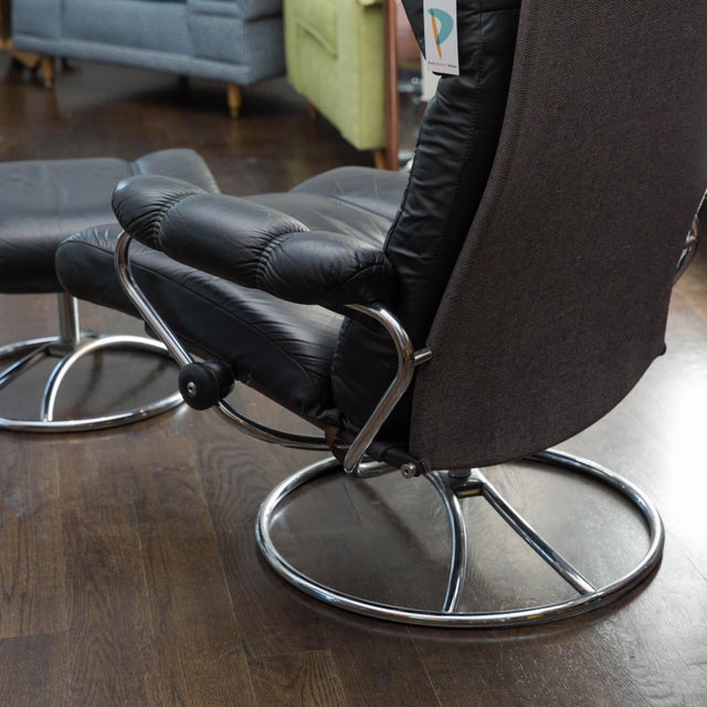 Vintage Ekornes Leather Stressless Recliner and Ottoman Chairish