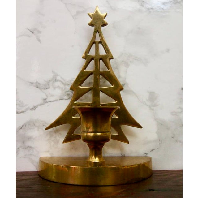 Vintage Brass Christmas Tree Taper Candle Holder Chairish