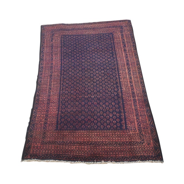 50 Year Old Persian Beluch Rug 33 1/2 X 56" Chairish