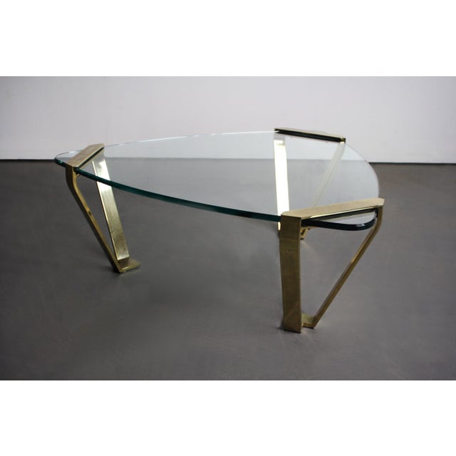 Pace Triangular Glass Coffee Table With Brass Legs Chairish