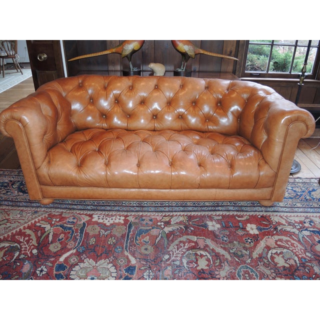 Vintage Chesterfield Leather Sofa With Goose Down Chairish