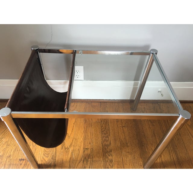 Mid-Century End Table Sling Magazine Holder | Chairish