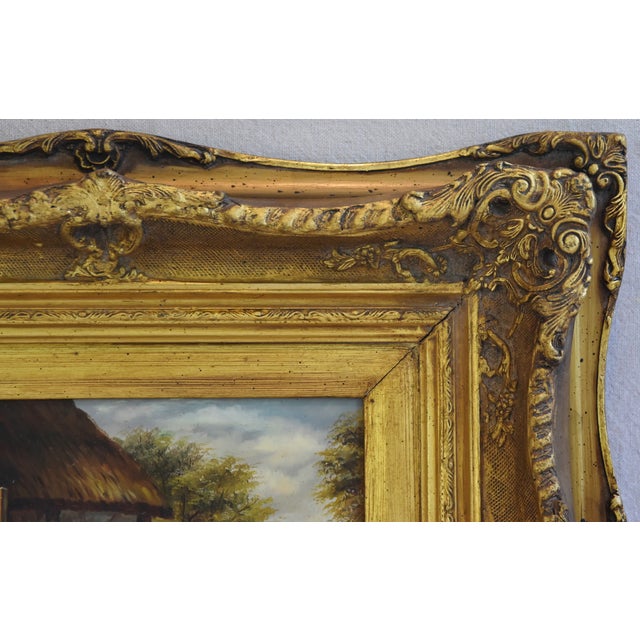 Horses & Chickens at Thatched Roof Barn Oil Painting ...