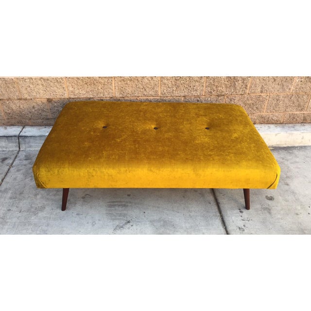 MidCentury Yellow Velvet Ottoman Chairish