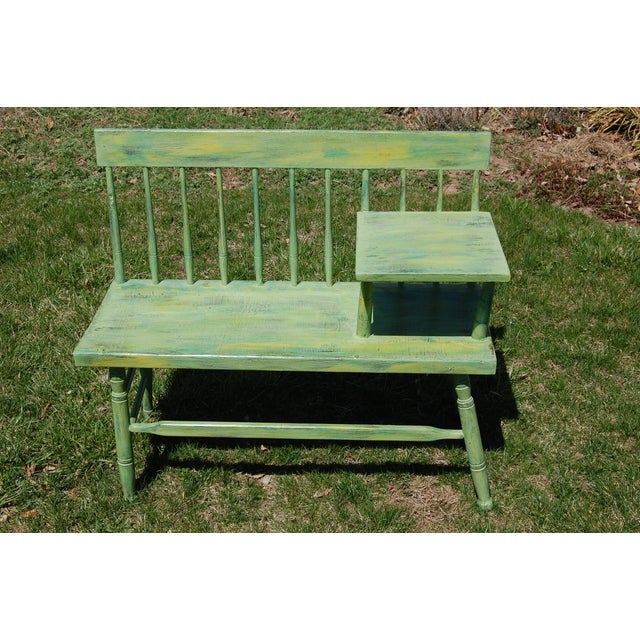 Vintage Green Gossip Bench/Telephone Table | Chairish