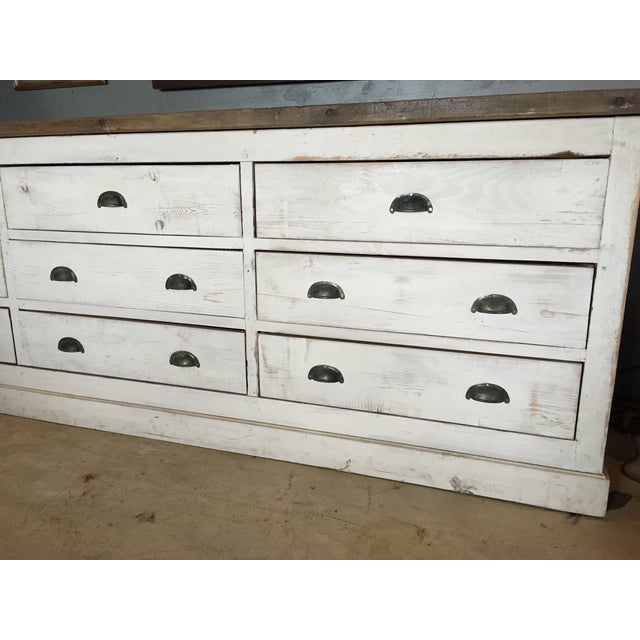 Vintage Weathered White Buffet or Triple Dresser | Chairish