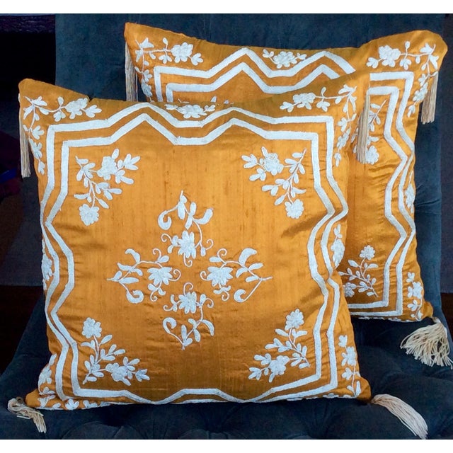 Embroidered Silk Accent Pillow Covers A Pair Chairish