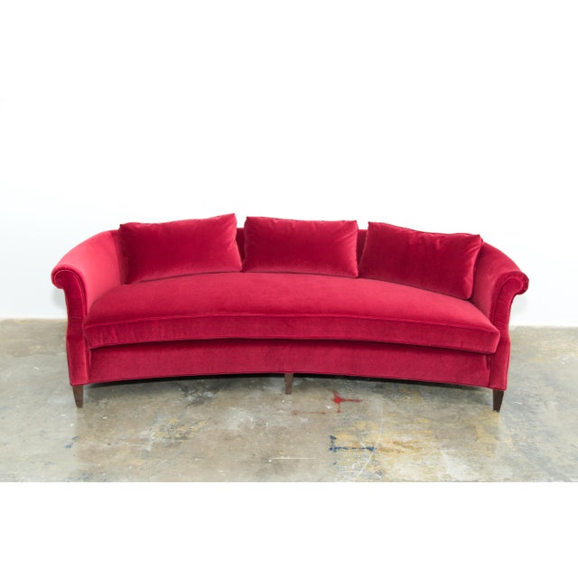 Drexel Heritage Dorothy Draper Sofa in a Luxe Red Velvet Fabric | Chairish