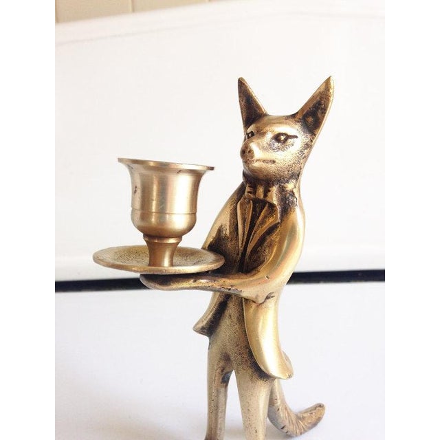 Brass Fox Candlestick Holder Chairish
