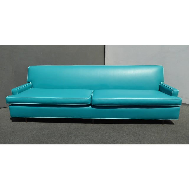 MidCentury Turquoise Vinyl Sofa Chairish