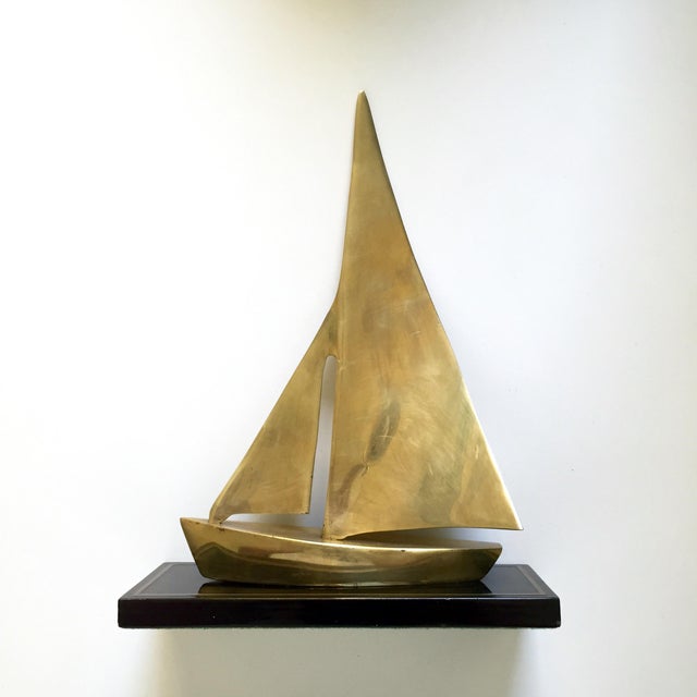 Vintage Decorative Nautical Brass Sailboat Statue Chairish