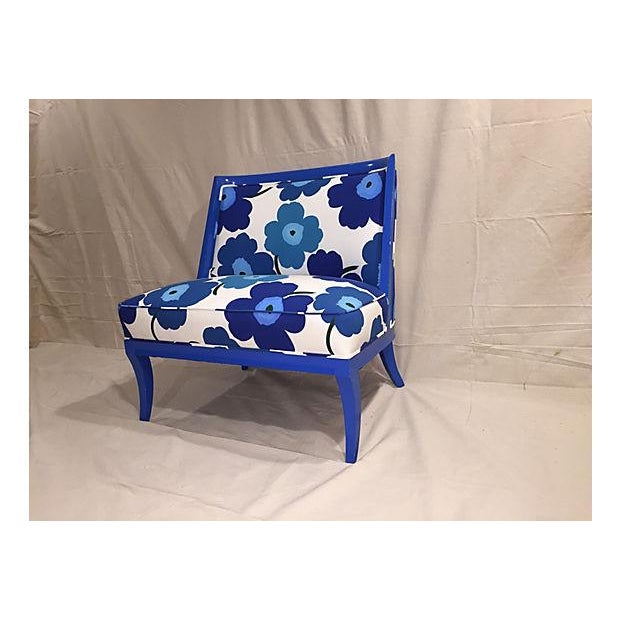 Vintage Marimekko Blue Floral Print Chair Chairish