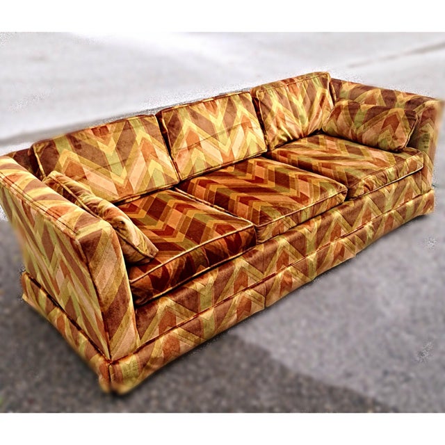 1970s Velvet Chevron Sofa Chairish