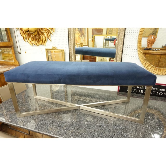 Navy Blue Velvet X Bench Chairish