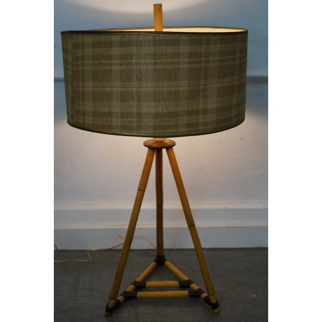 MidCentury Bamboo Tripod Table Lamps A Pair Chairish