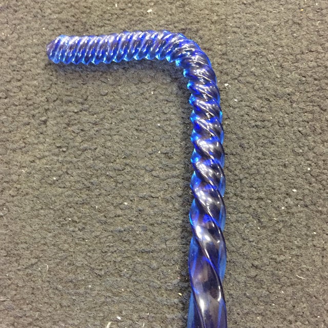 Antique Blue Barley Twist Glass Walking Stick Chairish