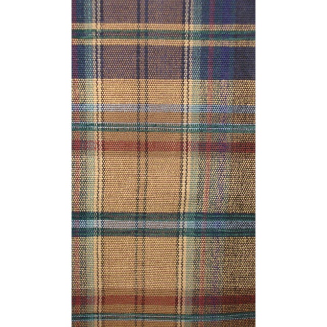 Vintage MidCentury Brown Blue Plaid Upholstery Fabric 2 Yards Chairish
