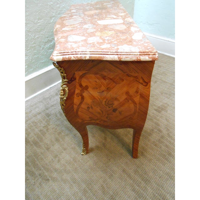 Louis XV Marquetry Inlaid Marble Top Commode Chest Chairish