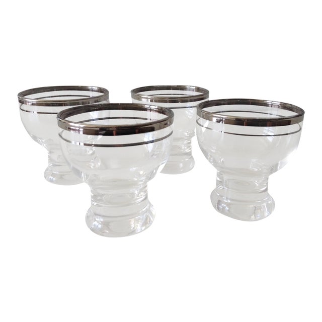 Double Silver Rimmed Footed Cocktail Glasses, S/4 Chairish