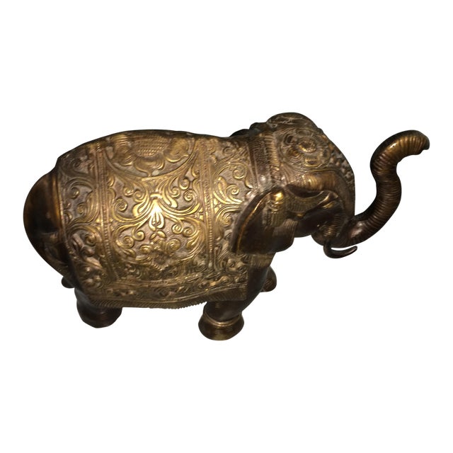Heavy Brass Asian Elephant Statue Chairish