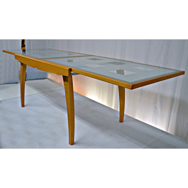Expandable Wood & Glass Scandinavian Style Table | Chairish