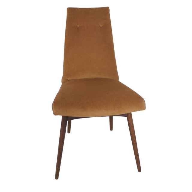Mid-Century Orange Velvet Accent Chair | Chairish
