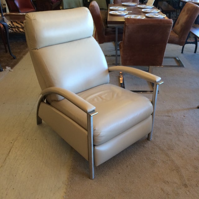 Sleek Leather Recliner Chair | Chairish