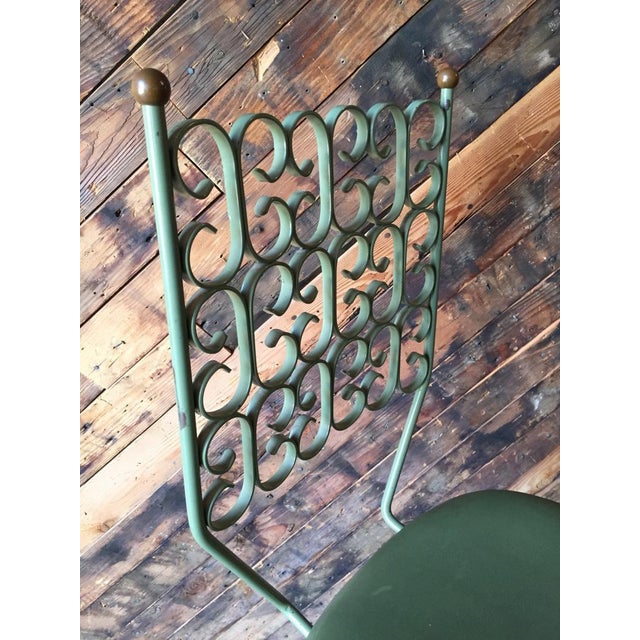 Salterini Painted Wrought Iron Sage Green Barstool | Chairish