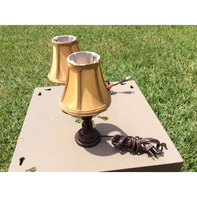 Small Gold Table Lamps - A Pair | Chairish