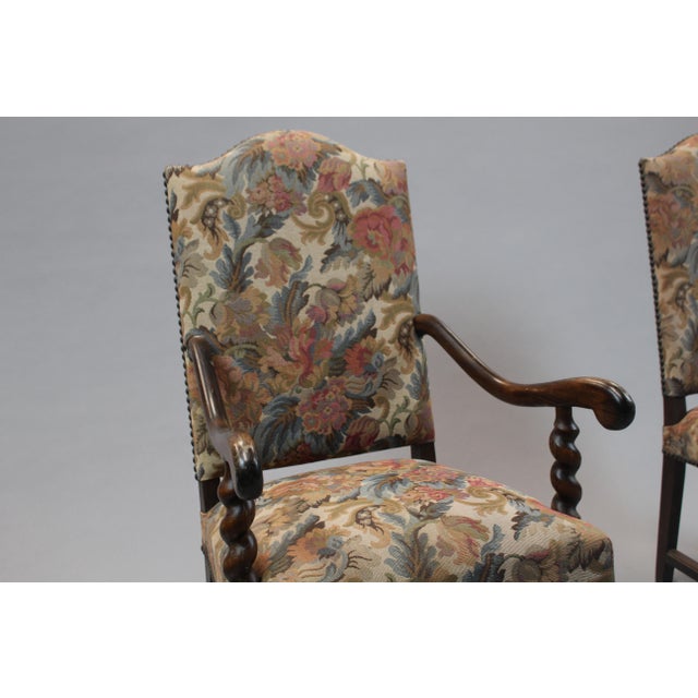 French Tapestry Upholstered Dining Chairs Set of 6 Chairish