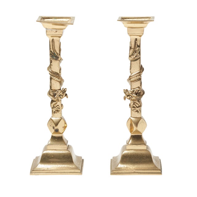Brass Dragon Candle Holders Chairish