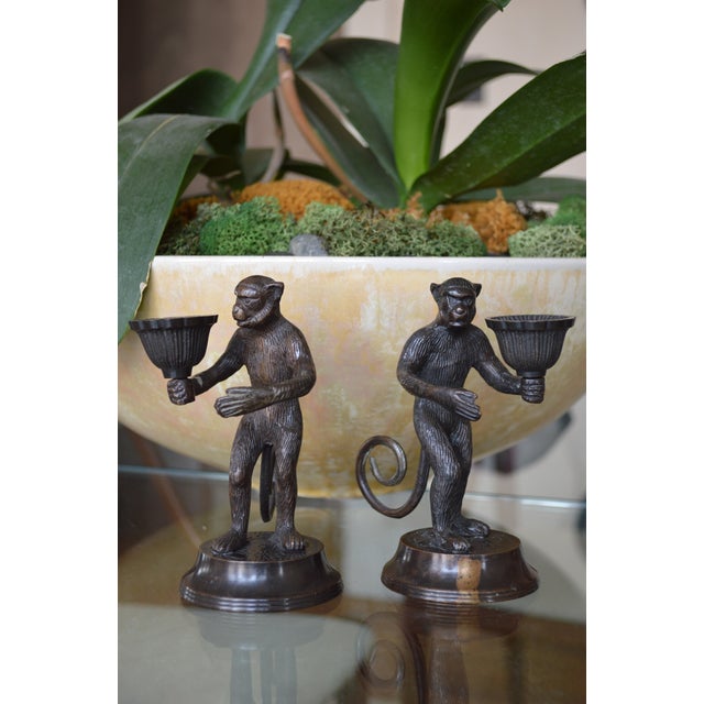 Antique Bronze Monkey Candle Holders a Pair Chairish