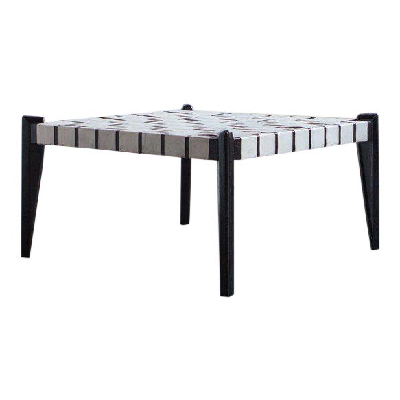 Woven White Leather Coffee Table