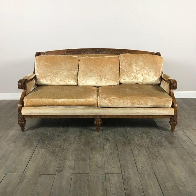 Vintage Gold Velvet Sofa | Chairish
