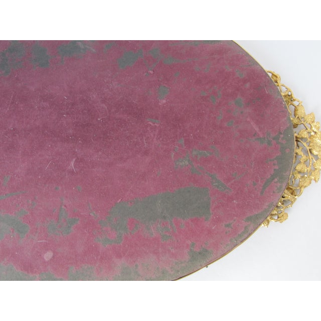 MidCentury Gold Rose Motif Mirrored Vanity Tray Chairish