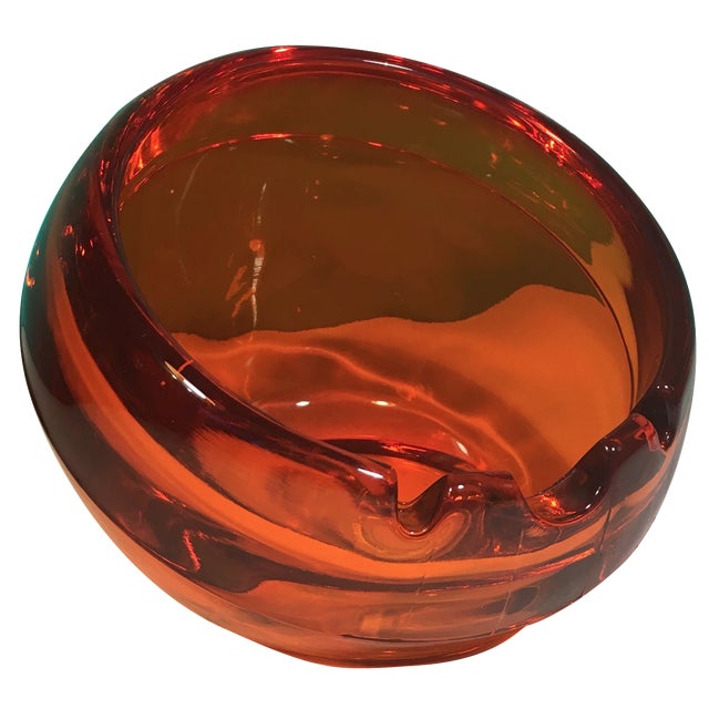 Vintage Orange Glass Orb Ashtray Chairish