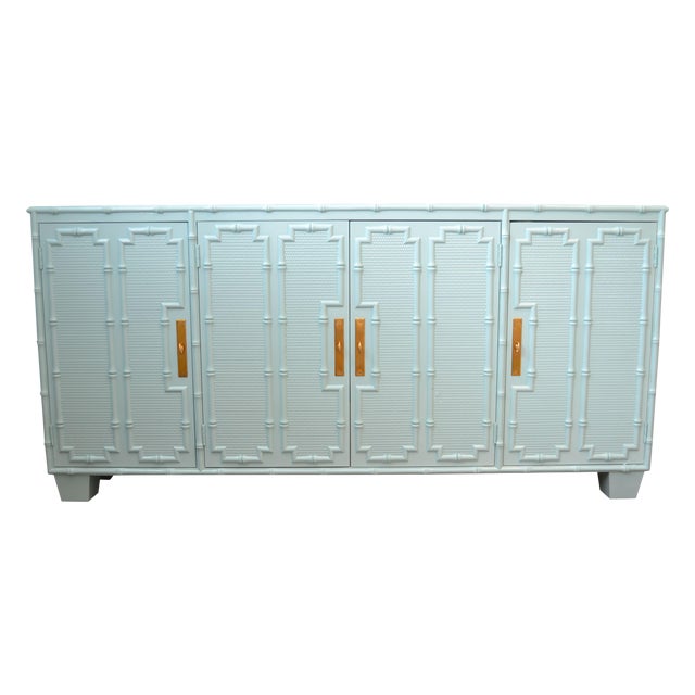 Faux Bamboo Light Blue Credenza Chairish